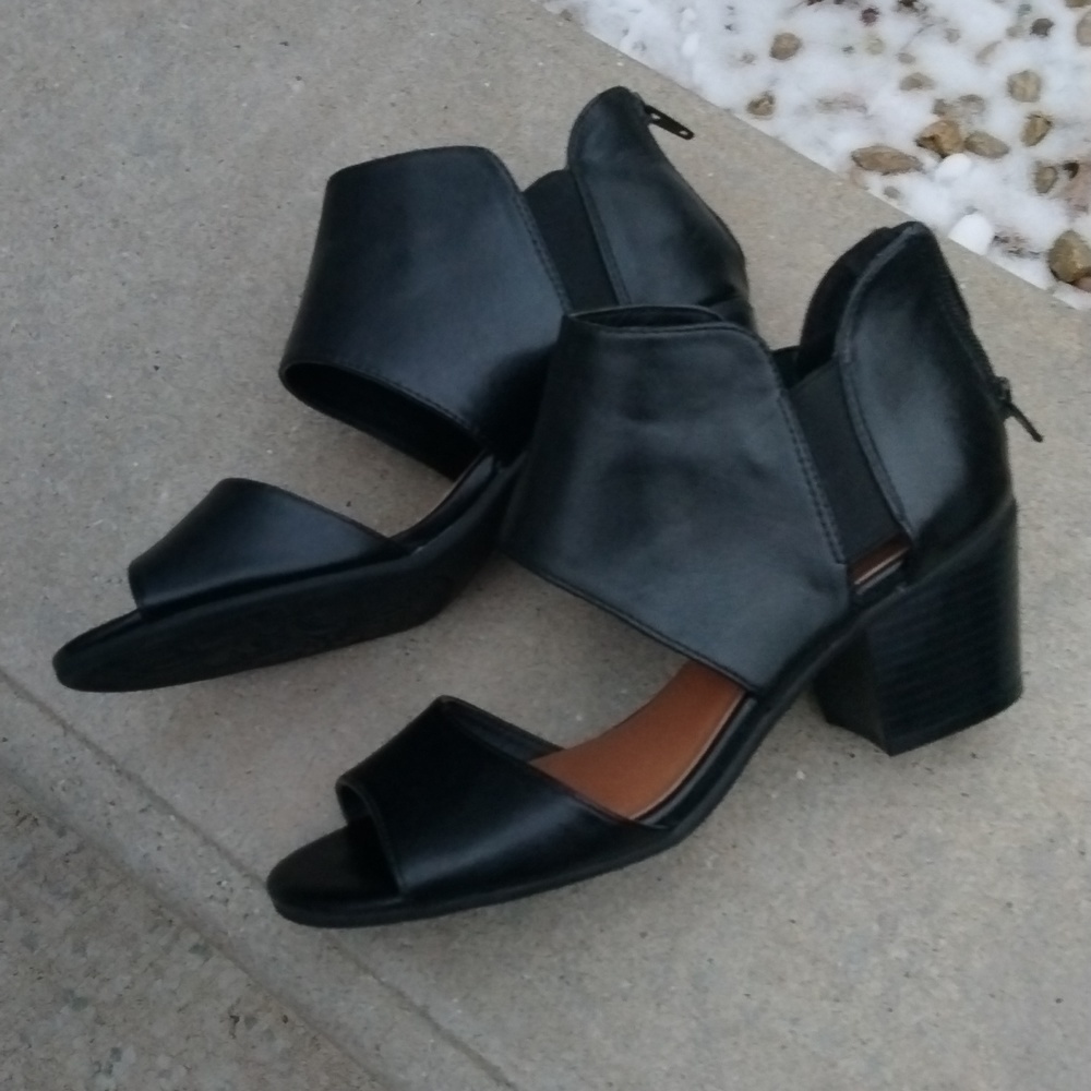 Sonoma BLACK VITALIZE ORTHOLITE CUT OUT BLOCK HEEL OPEN TOE SANDALS 7.5